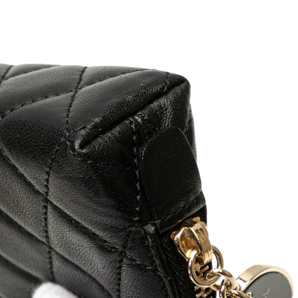 CHANEL Authentic Black Lambskin Leather Logo Wallet - Picture 4 of 13